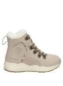Botín de niña en color beige, material sintético/textil, diseño resistente y duradero con taco plano.
