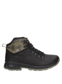 Botines de cuero negro para hombre, confort y estilo en un diseño outdoor con altura de caña media.