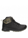 Botines de cuero negro para hombre, confort y estilo en un diseño outdoor con altura de caña media.