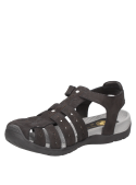 Elegante sandalia negra de cuero, diseño casual para mujer.