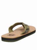 Sandalia de hombre verde, mezcla de textil y cuero, estilo casual para comodidad diaria.