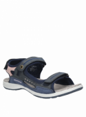 Sandalia azul casual de mujer, con materiales mixtos, ideal para disfrutar del verano.