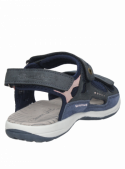 Sandalia azul casual para mujer, diseño cómodo con forro mixto de cuero y textil.