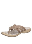 Sandalia camel de cuero para mujer, resistente y cómoda para el parque o la playa.