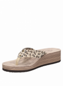 Sandalia multicolor casual de mujer con taco cuña de 4.3 cm y punta abierta, ideal para verano.
