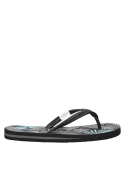 Sandalia negra de mujer con taco plano de 2 cm, estilo casual, perfecta para el aire libre.