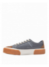 zapatilla azul casual femenina, con contraste de materiales y suela robusta, perfecta para un estilo relajado y trendy.