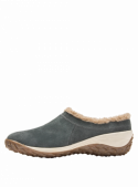 calzado casual azul para mujer, cuero gamuzado, con borde abrigador y suela gruesa, perfecta para uso diario.