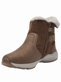 Calzado casual camel para niña, diseño acogedor con banda lateral y broche, ideal para combinar con jeans o leggings.