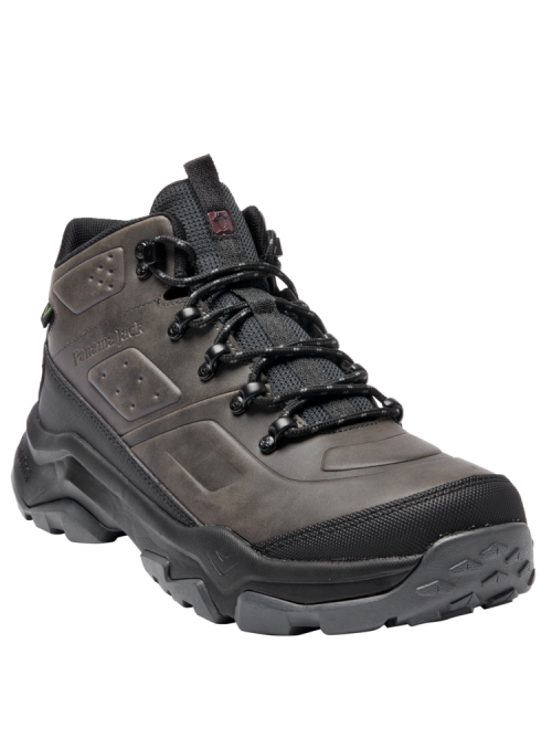 Botín gris para hombre, estilo outdoor, con diseño robusto para trekking, ideal para actividades al aire libre.