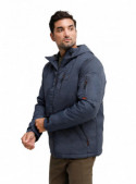 Parka de nylon azul para hombre, con diseño funcional, ideal para mantener el calor en actividades outdoor.