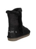 Bota infantil negra de material textil, con suela de goma antideslizante, perfecta para paseos invernales.