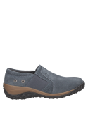 Calzado azul informal de cuero para mujer, con taco plano y punta redonda, perfecto para un estilo de vida dinámico.