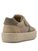 calzado casual taupe para mujer, mezcla de textil y cuero, con forro textil y punta redonda.