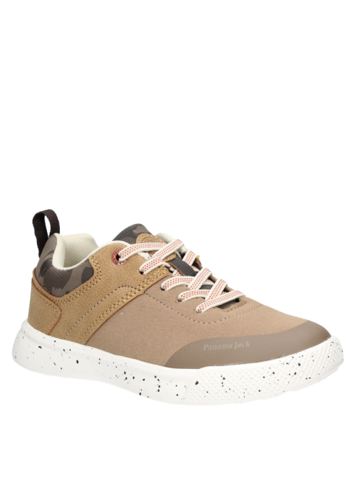 zapatilla camel casual para niño con taco plano de 4.7 cm y punta redonda
