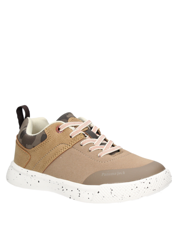 zapatilla camel casual para niño con taco plano de 4.7 cm y punta redonda