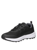 Zapatilla negra de trail running para hombre, diseño moderno con cordones clásicos y suela robusta para un agarre óptimo.