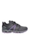 Zapatilla de trail gris para mujer, textil y sintética, cómoda y con soporte para terrenos variados.