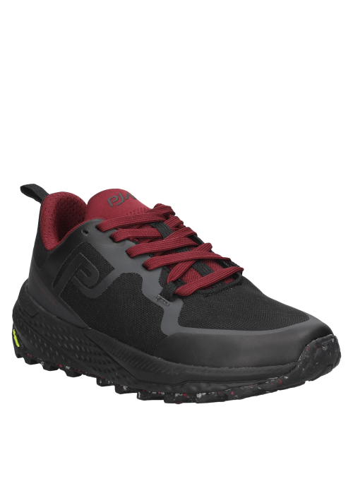 zapatillas deportivas negras para mujer con cordones gruesos y lengüeta acolchada, perfectas para un ajuste seguro y cómodo.