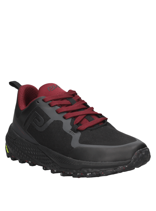 zapatillas deportivas negras para mujer con cordones gruesos y lengüeta acolchada, perfectas para un ajuste seguro y cómodo.