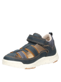 Sandalia de niño color petróleo, casual y cómoda, ideal para el uso diario con suela gruesa y cierre de velcro ajustable.
