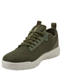 Zapatilla verde de hombre, estilo casual con tejido de malla y refuerzos sintéticos, perfecta para actividades informales.