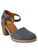Elegante sandalia azul de cuero para mujer, con diseño casual y versátil para cualquier ocasión veraniega.