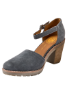 Sandalia azul de cuero para mujer con taco bloque de 7.9 cm, ideal para un estilo casual y actividades al aire libre.