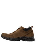 Botín café de cuero para hombre con diseño robusto y clásico, ideal para actividades al aire libre.