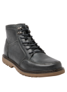 Botín masculino gris de cuero con costuras visibles y suela de goma antideslizante, perfecto para uso diario informal.