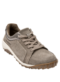 Zapatilla de cuero taupe, diseño versátil y cómodo para un estilo de vida dinámico.