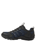 zapatilla de cuero azul para hombre, suela gruesa con buen agarre, perfecta para terrenos variados y aventureros.