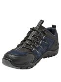 zapatilla outdoor azul para hombre, paneles laterales resistentes y lengüeta con tirador para fácil calce.