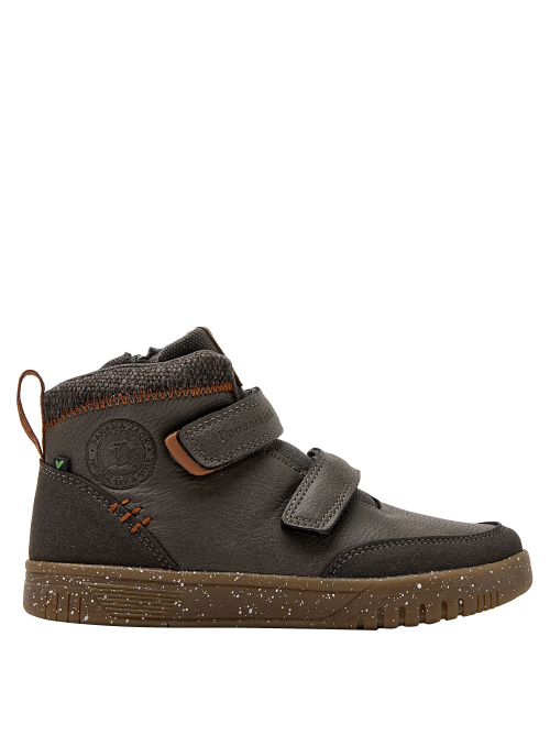 Calzado infantil gris con caña de 7.4 cm, mezcla sintética/textil, perfecto para actividades al aire libre.