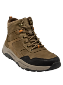 Botín de cuero café para hombre, estilo urbano y funcional, adecuado para caminatas ligeras y clima otoñal.