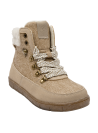 Suela gruesa del botín beige para niña, proporcionando estabilidad y tracción para actividades al aire libre.