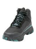 Calzado de trail running gris para mujer, resistente y práctico, ideal para actividades al aire libre.