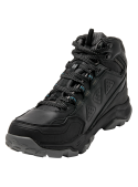 Botín de cuero negro, diseño funcional con cordones gruesos y costuras reforzadas, apto para el clima frío y urbano.