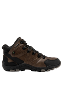 Botín de trekking marrón para hombre, mezcla de estilo casual y funcional, adecuado para días lluviosos o fríos.