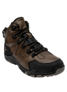 Calzado outdoor marrón masculino con refuerzos en punta y talón, ofreciendo protección adicional en caminatas.