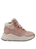 Cuero rosado en botín casual de niña, perfecto para caminar segura.
