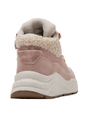 Botín rosado casual de cuero para niña con taco plano y punta redonda.