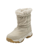 Calzado beige para niña, bota casual con taco plano y punta redonda.