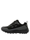 zapatilla negra de trail para mujer, resistente a la humedad gracias a su membrana WEATHERSHIELD.