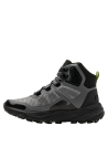Botín de trekking gris para mujer, con ojales reforzados y diseño geométrico, ideal para moda y deporte outdoor.