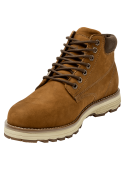 Botín camel casual para hombre, ideal para terrenos irregulares, con diseño funcional y costuras prominentes.