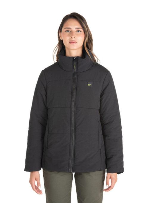 Parka mujer negra casual, 100% nylon reciclado, ideal para actividades de invierno.