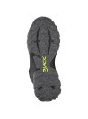 Botín negro de trail running para mujer, ideal para actividades al aire libre, robusto y funcional.