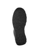 Zapatilla negra de trail running para hombre, ideal para actividades al aire libre, diseño moderno y cordones ajustables.