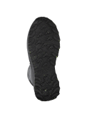 Botín gris de trail running para mujer, diseño técnico y moderno, ideal para trekking, con cordones y soporte.